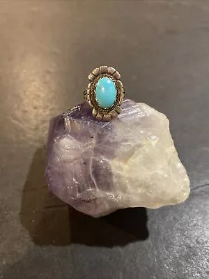 Vintage Native American Sterling Silver Turquoise Ring Size: 6 • $49.99