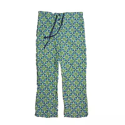 VERA BRADLEY PJ Lounge Pants  Daisy Daisy  Blue & Green Drawstring Sz M  • $20