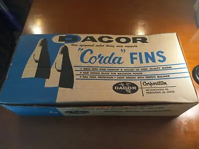 Vtg Dacor Corda Diving Fins Flippers Size 6-7  Black With Original Box • $22