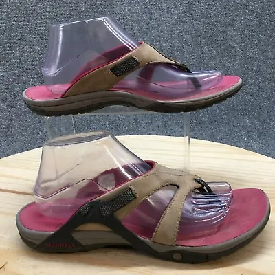 Merrell Sandals Womens 9 Wild Dove Flip Flop Thong Pink Toe Post Casual Wedge • $23.74