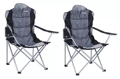 Camping Chairs - Set Of 2 Deluxe Oversized  Folding Chairs High Back Padded • £55.99