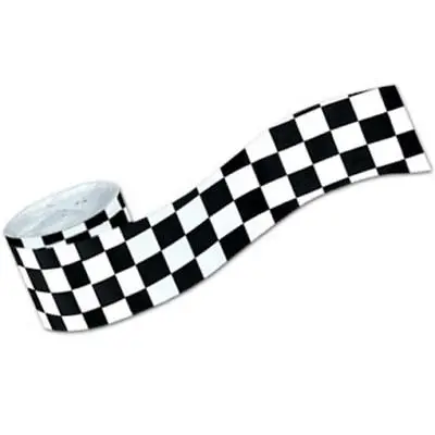 Black & White Check Crepe Streamer Car Racing Birthday Party Decorations • $2.89