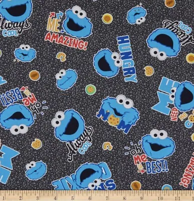 Cookie Monster Sesame Street Cotton Fabric Fat Quarter Htf Crafts Mask Freeship • $9.49