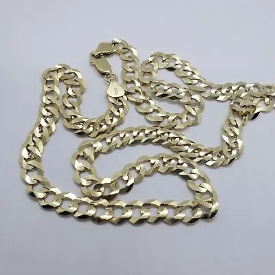 10K Yellow Gold Solid Cuban Link Chain Curb Necklace Bracelet 1.8mm-10mm 7 ~30  • $107.40