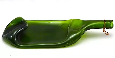 13  Green Glass Flattened/Melted Wine Bottle Spoon Rest Cheese Tray Crafts • $9.79