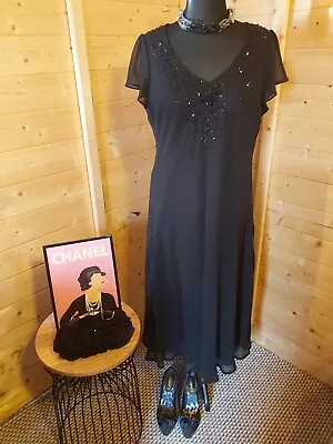 Ladies Plus Size Downton Abbey Style Black Evening Dress.. Size 20..VGC.. • £21