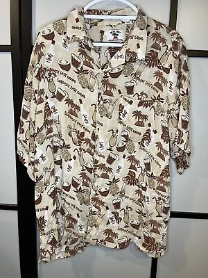 Malibu Rum Rayon Button Down Shirt Seriously Easy-going Mens Size Xl Brown • $129