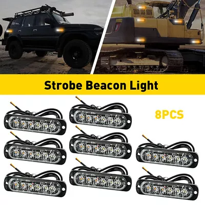 8X 6LED Amber White Grill Side Marker Emergency Strobe Light Bar Kit Tow Truck • $20.89