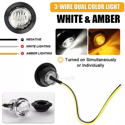 3/4  Dual Color 12V Marker Lights LED Truck Trailer Round Side Bullet Light • $139.99