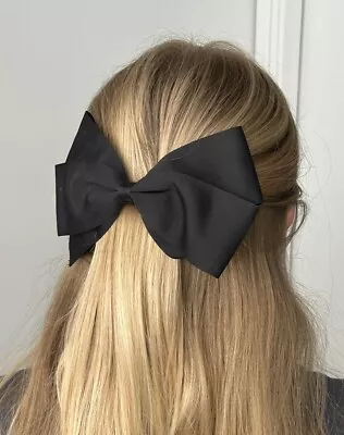 Vintage Elaine Black Ribbon Bow Hair Clip Made In France Coquette LDR • $22.85