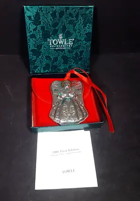 TOWLE Sterling Silver ANGEL Christmas Ornament 1st Edition RARE Gold Accent 2001 • $99.99