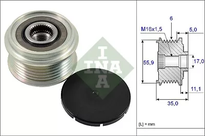 INA 535 0222 10 Alternator Freewheel Clutch For Audi Man Porsche VW • £29.29