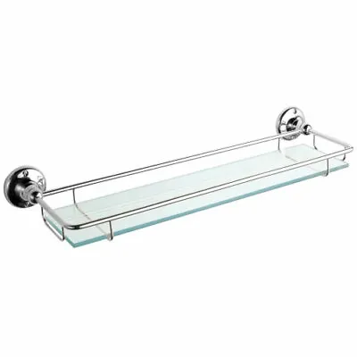 Wall Mounted Glass Bathroom Shelf Chrome Frame 465mm • £49.99