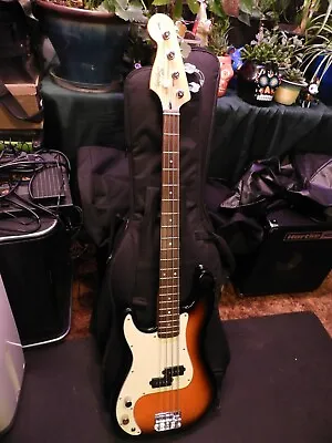 $400 • Buy Left Handed Made In Korea Fender Squier Precision Bass 1997 W/ Gig Bag