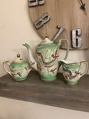 Vintage Dragonware Moriage Hand Painted Tea Set China Green Dragon Japan • $100