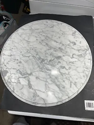 Vintage Solid Replacement 24” Marble Table Top (Italy) White & Gray Veining • $125