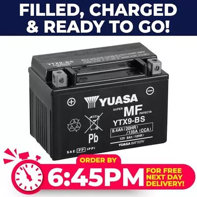 Genuine Yuasa YTX9-BS High Power AGM GEL Motorbike Motorcycle Battery YTX9BS • £45.94