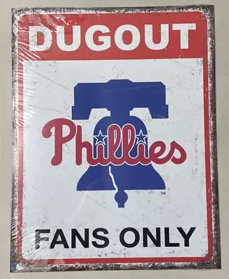 Philadelphia Phillies Fans Only Dugout Metal Tin Sign For Bar Man Cave 16 X 12.5 • $17.95