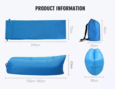 Purple Air Beach Bed Sleeping Bag Lazy Chair Lounge Beach Sofa Bed Inflatable Ca • $18.50