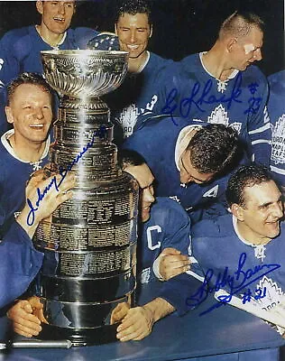 Johnny Bower Bobby Baun Eddie Shack Signed 64 Maple Leafs 10x15 George Armstrong • $75