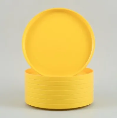 Massimo Vignelli For Heller Italy. A Set Of 8 Plates In Yellow Melamine. • $340