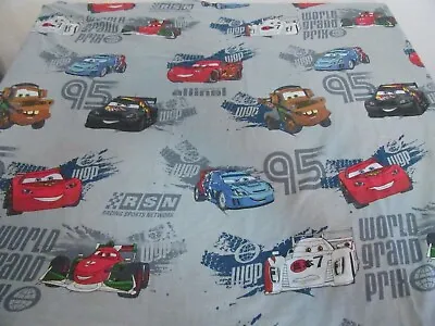 Cars Flat Top Twin Bed Sheet Pixar Race Lightning McQueen RSN World Grand Prix • $17.99