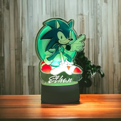Personalized Sonic  Birthday Gift Table Lamp Acrylic Night Light • $44.99