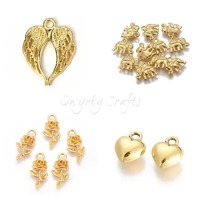 Gold Charms Pendants Jewellery Card Making Crafts Tibetan Style • £2.75