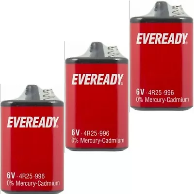 3x EVEREADY 4R25R 6v PJ996 Torch Lantern Battery 6 Volt 908 996 430 Batteries • £16.95