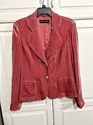 Dana Buchman PINK Velvet Jacket Sparkly Buttons Pockets Lined Size 10 • $20
