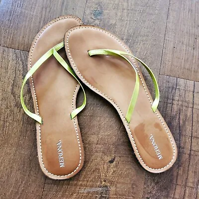 Merona Woman Size 10 Flip Flops Green And Brown Great Condition  • $12