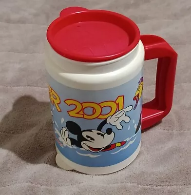Vintage Insulated Disney Travel Mug Summer 2001 Mickey Minnie Mouse Swimming • $22