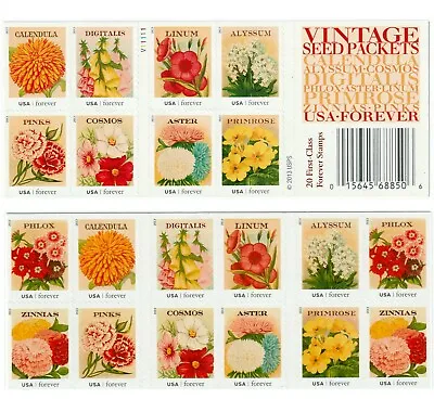 US # 4763b VINTAGE SEED PACKETS (2013) - 20 Forever Stamps Booklet Floral MNH • £67.41