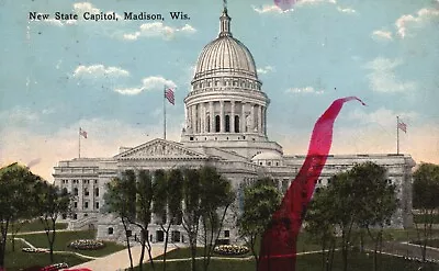 Postcard WI Madison Wisconsin New State Capitol Posted 1916 Vintage PC J246 • $4