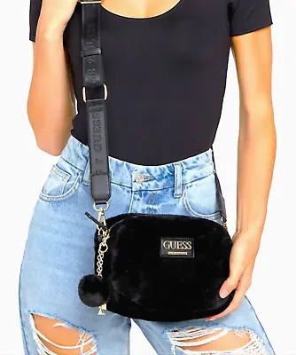 GUESS ELSIE LOGO CROSSBODY SHOULDER BAG CLUTCH HANDBAG Black AUTHENTIC New BNWT • $113.95