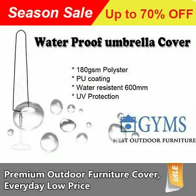 $35 • Buy Waterproof UV Outdoor Umbrella Cover Patio Garden Umbrella Cover,Polyester Grey