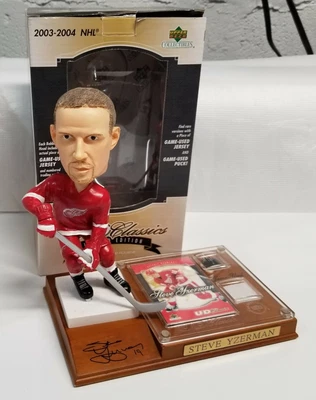 $142 • Buy Steve Yzerman Upper Deck #053/100 Bobble Head Bobblehead Game-Used Puck Jersey