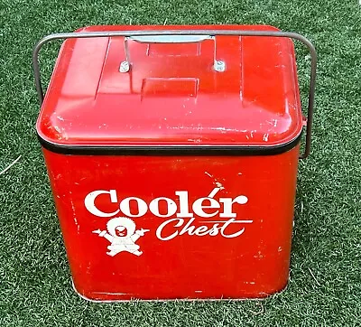 Vintage Cooler Chest Red Metal Eskimo Mid Century Insulated Ice Chest Cooler • $49.99