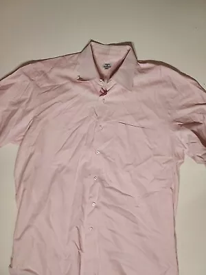 MAUS & HOFFMAN Pink Diamond Weave Button Up Short Sleeve Polo CASUAL SHIRT Mens • $10.19