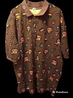 Baby Milo Mens Brown Polo Shirt Pizza Soda Chicken Junk Food Bathing Ape Sz 4XL • $99.99