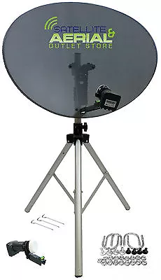 £60.99 • Buy 80cm Satellite Dish Quad LNB & Tripod Stand Kit For Sky Portable Camping Caravan