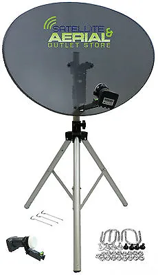 80cm Satellite Dish Quad LNB & Tripod Stand Kit For Sky Portable Camping Caravan • £68.99
