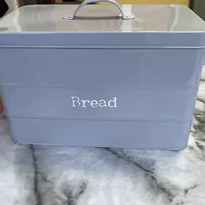 Grey Metal Bread Bin Kitchen Vintage Retro Style Storage Canister Box With Lid • £10