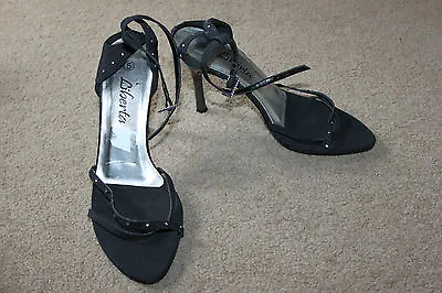 Ladies Black Diamante Strappy Shoes Size 5 By Liberta Evening Party Womens • £12
