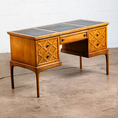 Mid Century Modern Executive Desk Black Top United Furniture Drawers Solid Wood • $1019.13