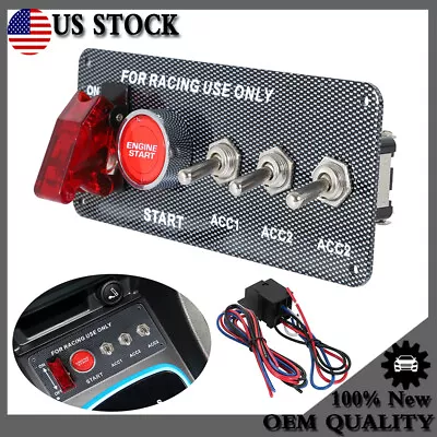 Racing Car Carbon Ignition Button Switch Panel Engine Start Push LED 12V Toggle • $17.90