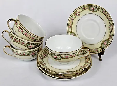 Set Of 4 Royal China Epiag Czechoslovakia Rosemarie Tea Coffee Cups & Saucers • $24.99