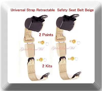 (2 Kits ) Universal Strap Retractable Car Trucks Safety Seat Belt Beige 2 Point  • $44.99