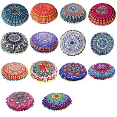 £7.97 • Buy Home Round Pillow Case Boho Mandala Geometric Meditation Floor Cushion Cover