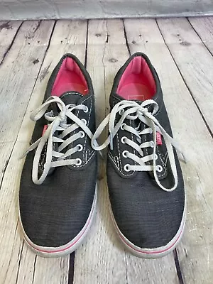 Vans Atwood Low Canvas Lace Up Grey Pink Womens Trainers TB4R ~ Size 8 • $7.95
